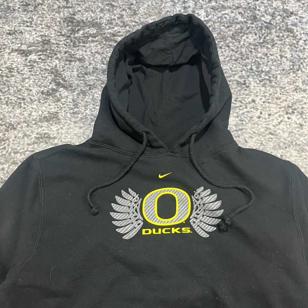 Vintage Oregon Ducks Nike Center Swoosh Hoodie Mens Small Black 00s Sweatshirt